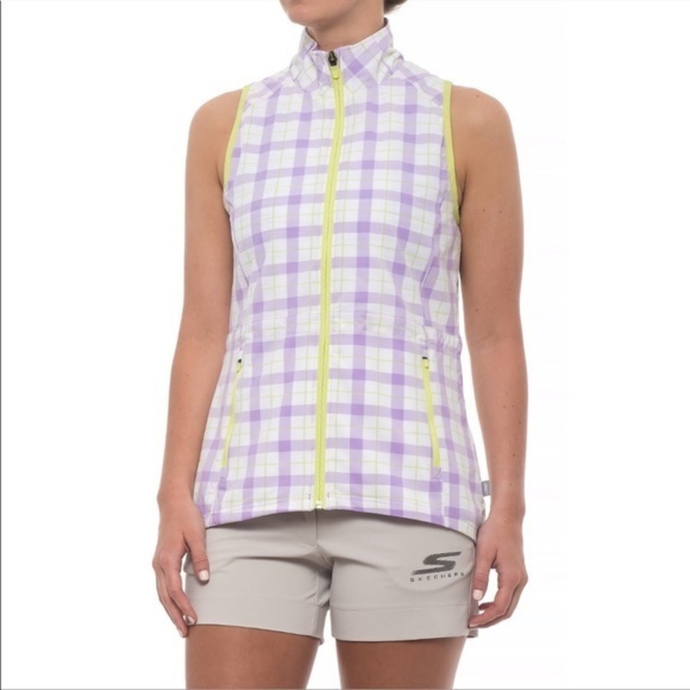 Sketchers GoGolf Augusta pastel plaid vest, Sz. M